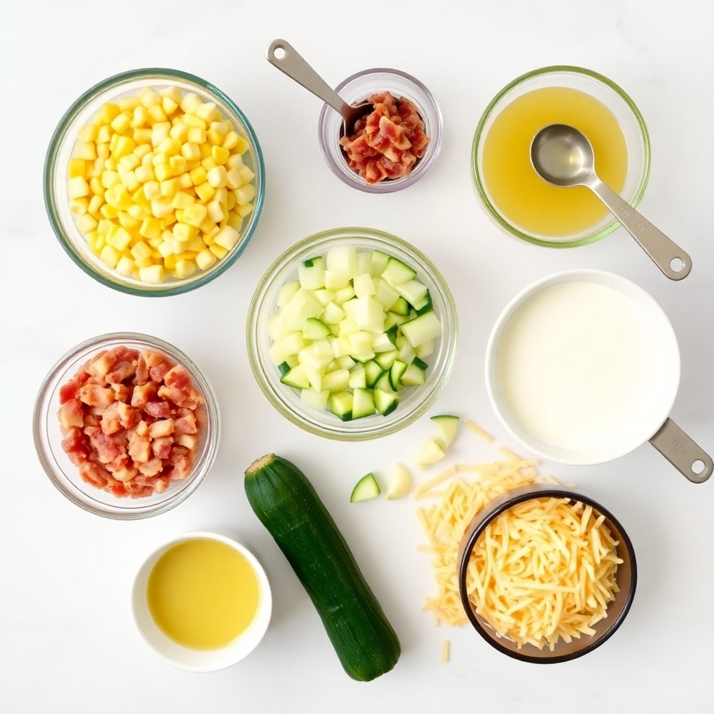 Raw Ingredients for Summer Corn and Zucchini Chowder