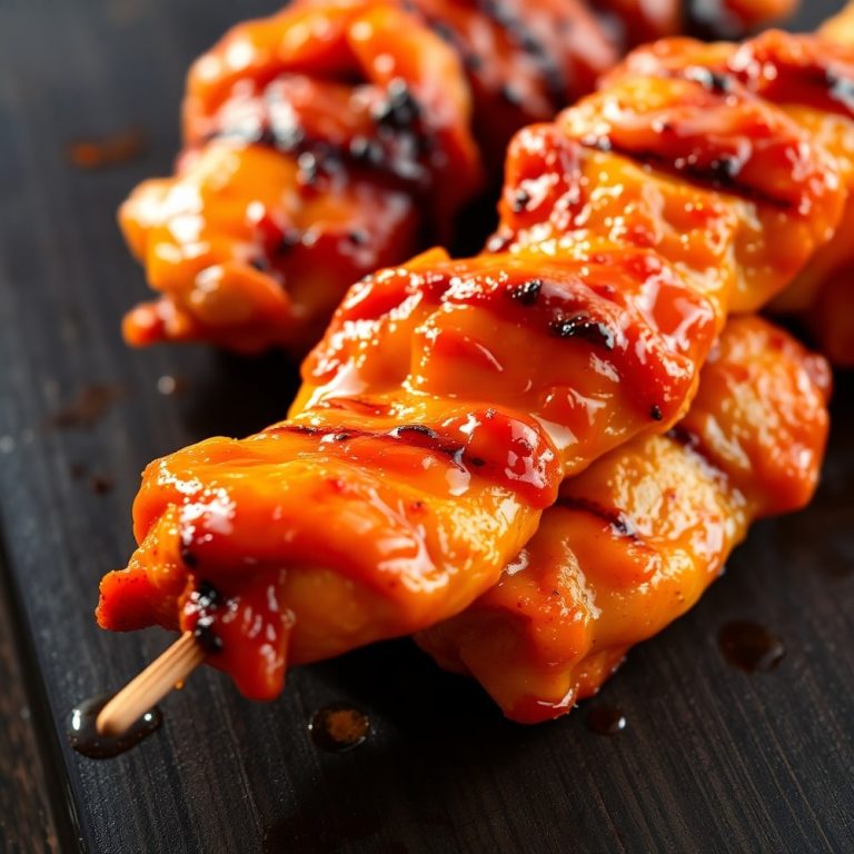 Sweet and Spicy Hot Honey Chicken Skewers