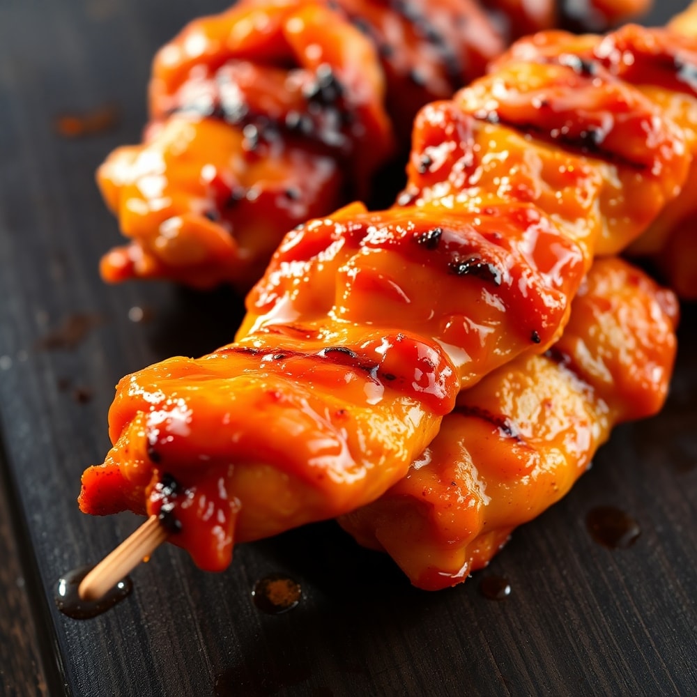 Sweet and Spicy Hot Honey Chicken Skewers