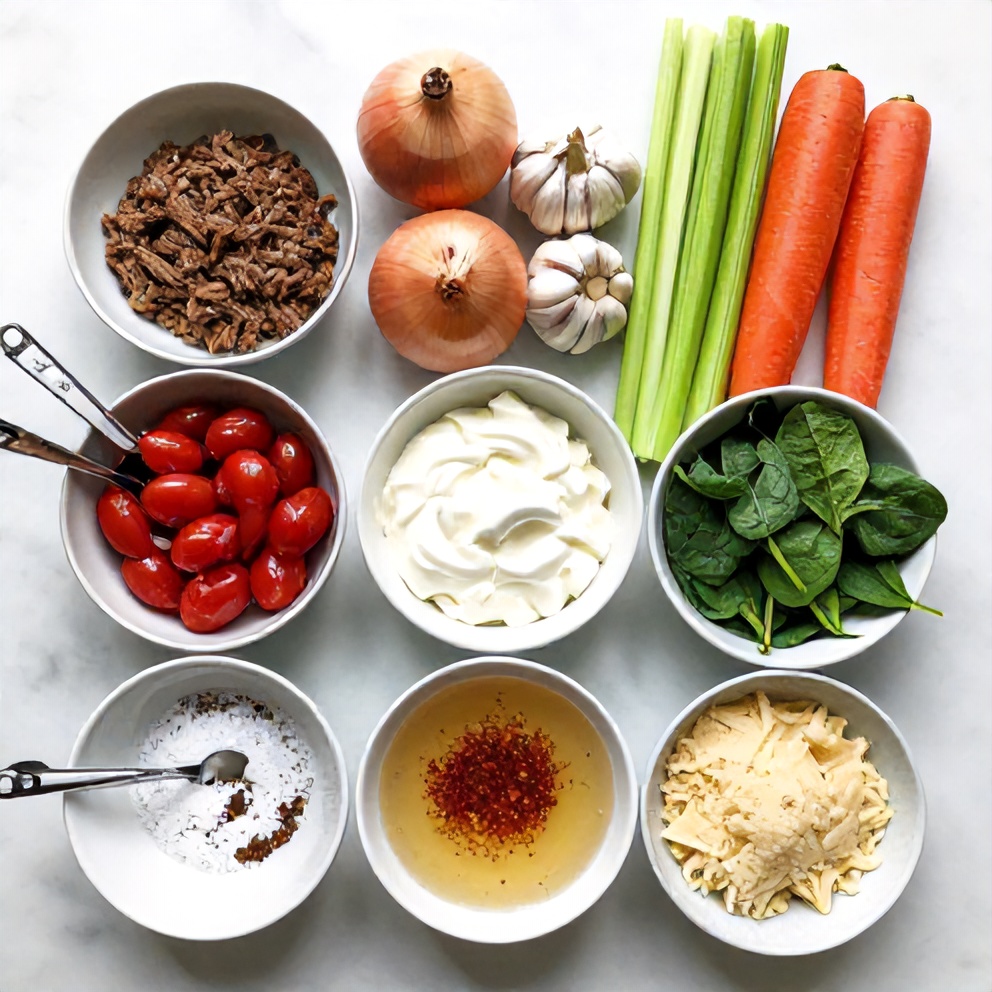 Raw ingredients for White Lasagna Soup