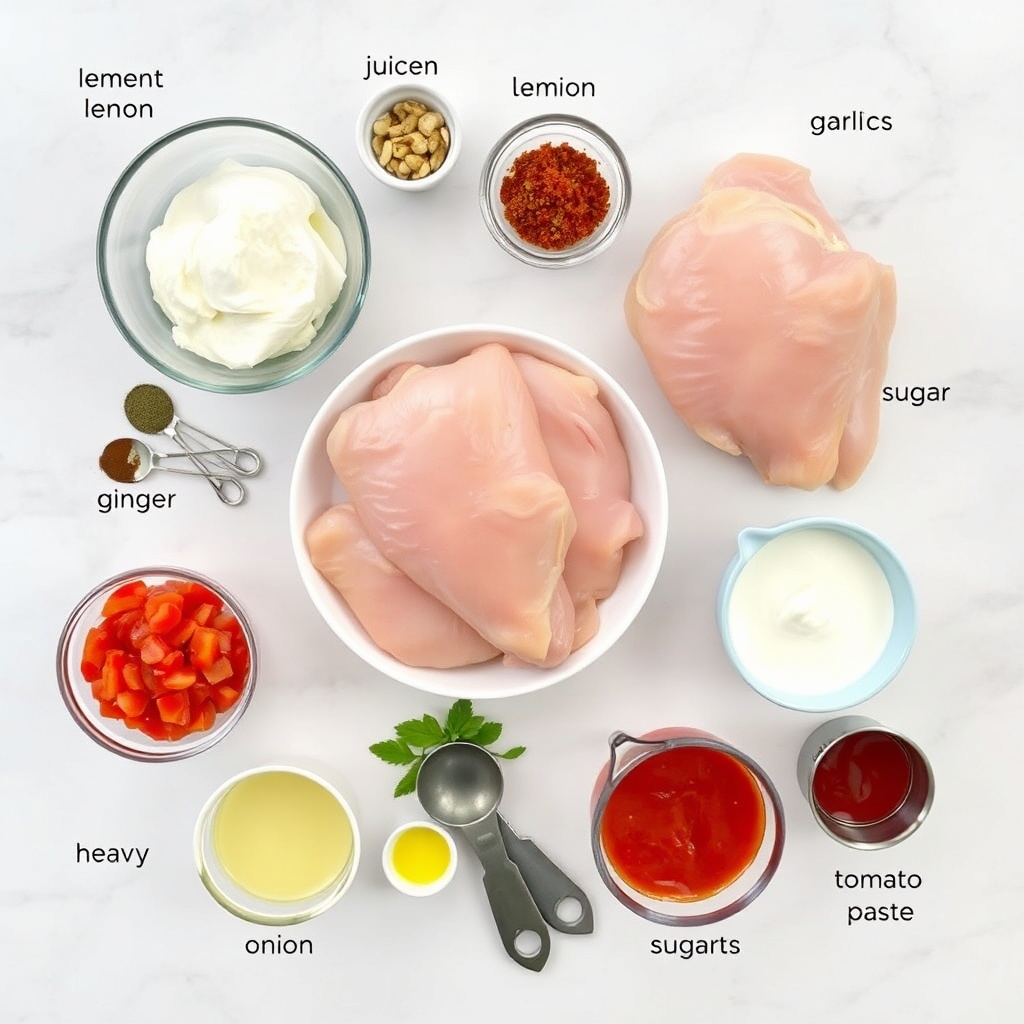 Raw ingredients for butter chicken