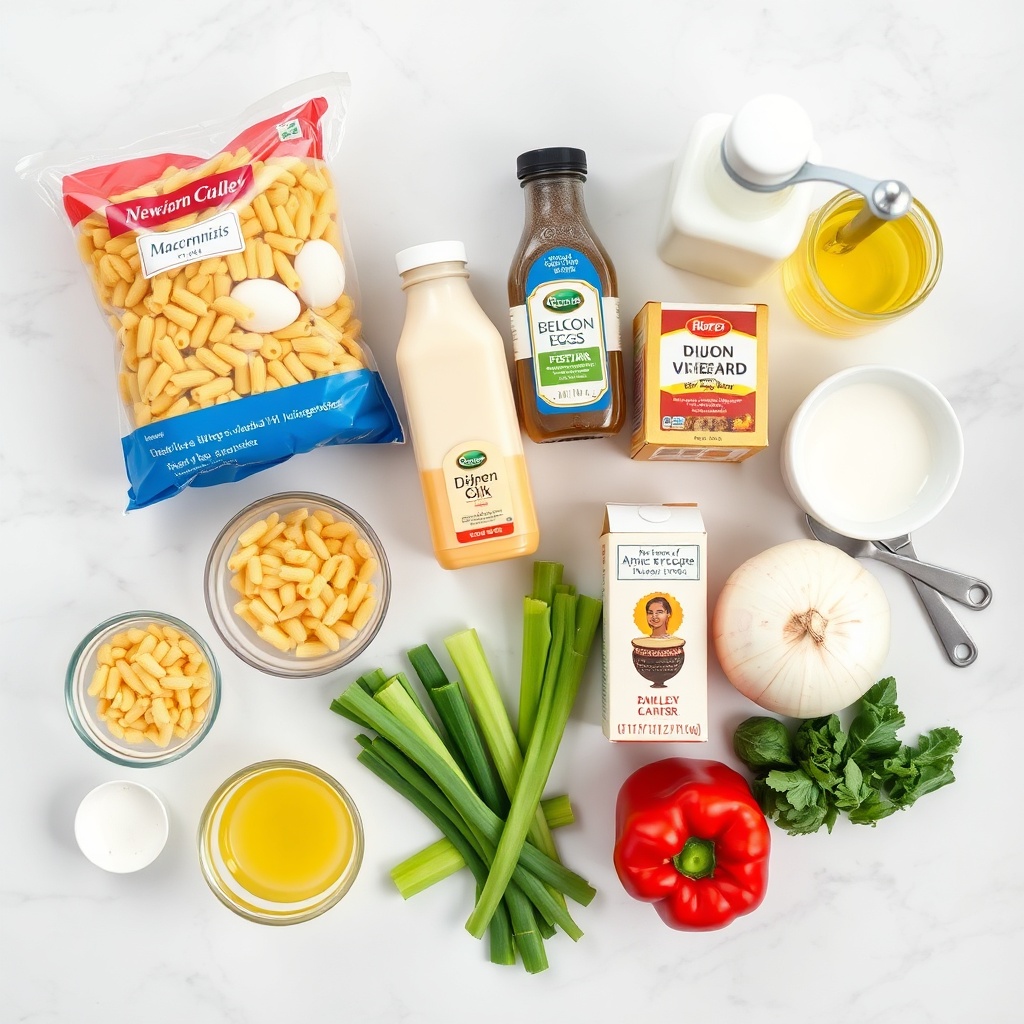 Raw ingredients for Macaroni Salad
