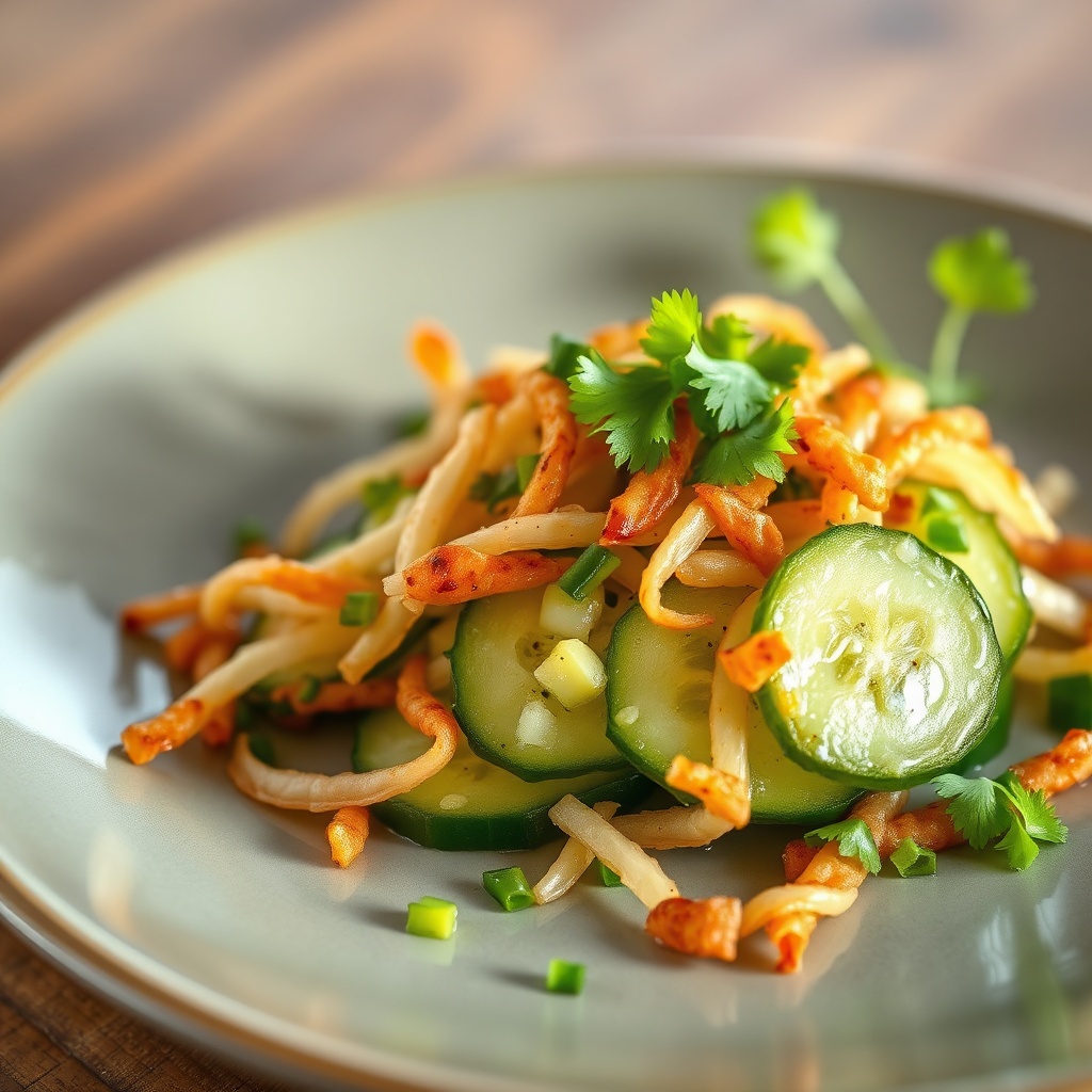 Crispy Cucumber Salad Plated