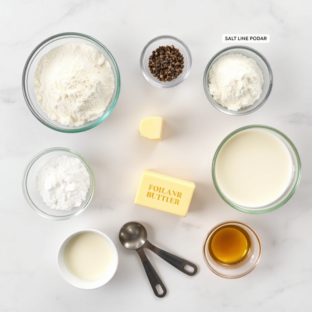 Southern Biscuits ingredients on a marble counter